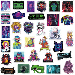 10/50/75 PCS Cyberpunk Graffiti Stickers Packs One Pieces Cartoon Stickers for Laptop Suitcase Skateboard Guitar Anime Stickers (ONLINE ORDER ONLY)