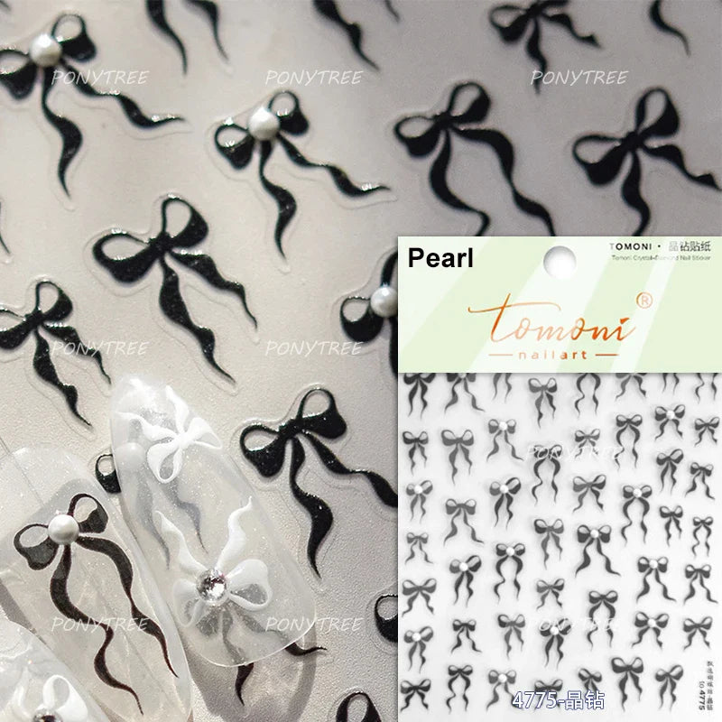 Lace Bowknot Hollow Out Fabric Art Fragmentation Sensation Petal Embossed Hottie Adhesive Nail Art Sticker Chic Manicure Decals (ONLINE ORDER ONLY)