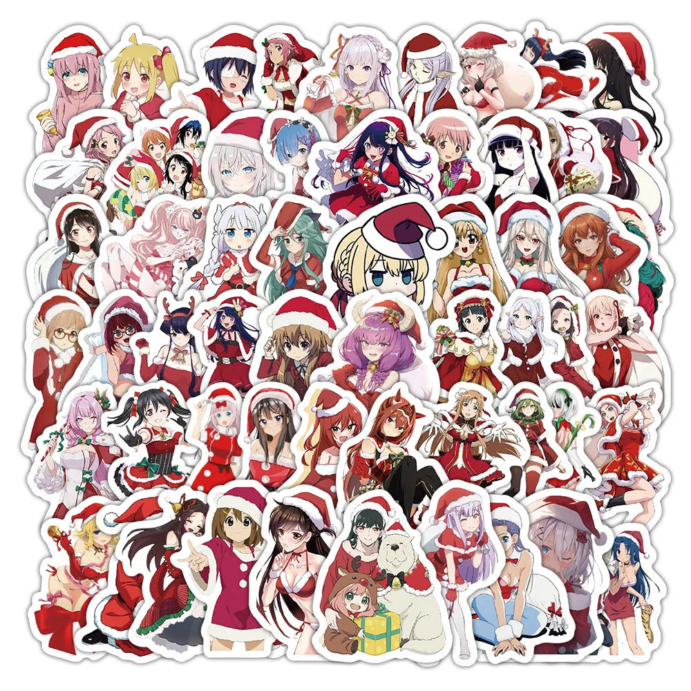 Anime Christmas Girl Stickers PVC Waterproof Skateboard Notebook Graffiti Toys (ONLINE ORDER ONLY)