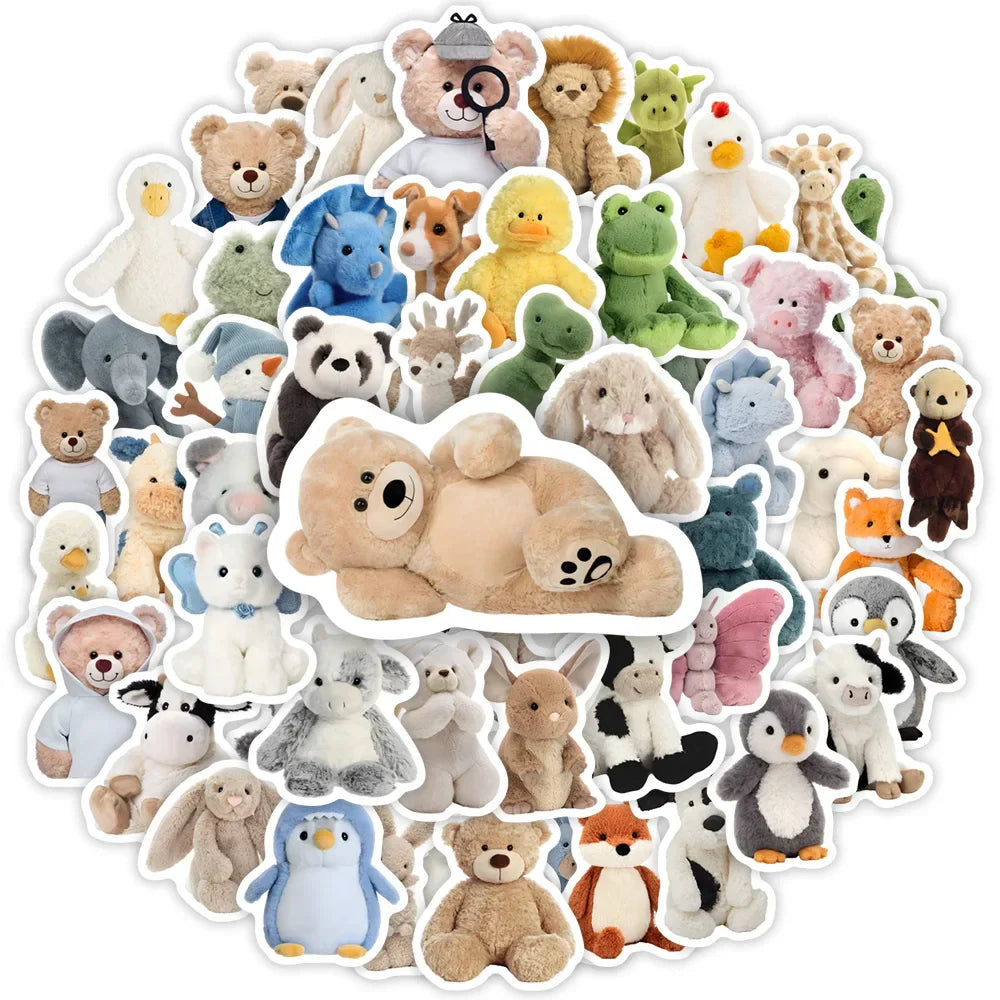 Cute Plush Cuddly Bear Stickers DIY Toy Gift Decal for Laptops Phones Luggage Decorative Design Scrapbooking Bottles Waterproof (ONLINE ORDER ONLY)