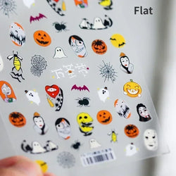 Halloween Ghost Pumpkin Bat Coffin Cat Spider Demon Jelly Self Adhesive Nail Art Sticker Terrifying Candy Candle Manicure Decals (ONLINE ORDER ONLY)