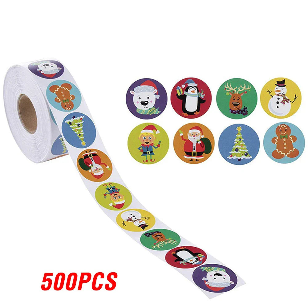 100-500pcs Christmas Sticker Cartoon Christmas Tree Santa Claus Paper Label Merry Christmas Cute Stickers Stationery Stickers (ONLINE ORDER ONLY)