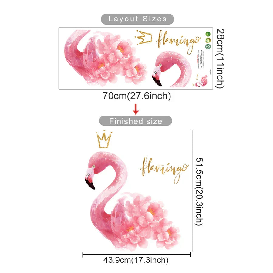 Pink Flamingo Wall Sticker for Bedroom, Living Room, Study, Kids Room, Office Decor (Online Order Only)