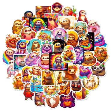 10/50Pcs Cartoon Sloth Stickers Cute Personality Creative Stationery Sticker for Laptop Refrigerator Helmet Bike Guitar Kids Toy (ONLINE ORDER ONLY)