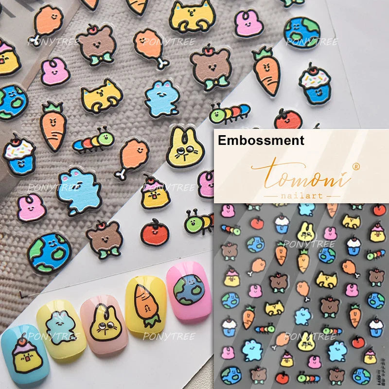 Cartoon Black Kitten Cute Cat Star Moon Bowknot Cat's Paw Flaky Cloud Self Adhesive Nail Art Decoration Stickers Manicure Decals (ONLINE ORDER ONLY)