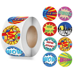 100-500pcs Cute Reward Stickers Roll with Word Motivational Stickers for School Teacher Kids Student Stationery Stickers Kids (Online Order Only)