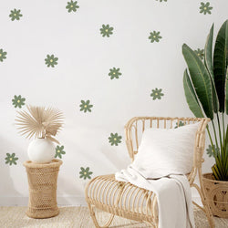 Boho Green Daisy Wall Stickers Kids Room Nursery Decals (ONLINE ORDER ONLY)