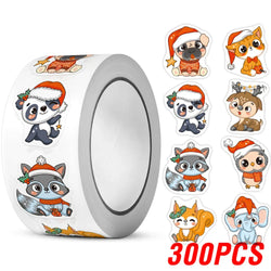 100-500pcs Heterotypic Christmas Themed Animals Stickers 8 Designs 2.5cm/1.0'' DlY Graffiti Holiday Party Decoration Labels (ONLINE ORDER ONLY)