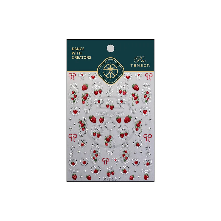 Lovely Red Seductive Strawberry Line Bowknot Love Heart Star Jelly Cherry Delicate Self Adhesive Nail Art Sticker Manicure Decal (ONLINE ORDER ONLY)
