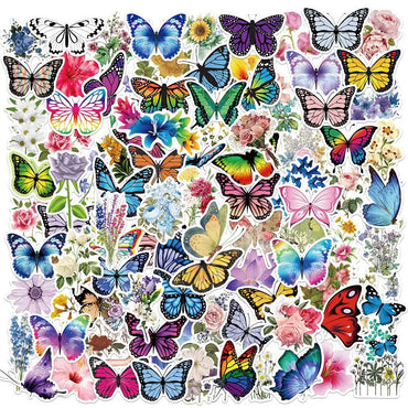 Mixed Butterfly Flower Stickers for Scrapbooking, Guitar, Laptop, Phone, Suitcase, Helmet - 10/50/100pcs (ONLINE ORDER ONLY)