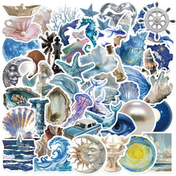 Blue Ocean Sea World Stickers - 10/25/50pcs for DIY Notebook Laptop Phone Suitcase Kids Toy Decals Helmet (Online Order Only)