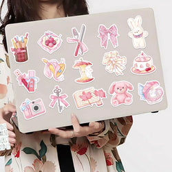 50Pcs Kawaii Cartoon Pink Stickers Cute Aesthetics DIY Toy Gift Graffiti Waterproof Decal for Phone Luggage Laptop Scrapbook (ONLINE ORDER ONLY)