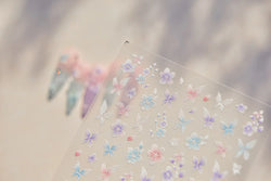 Embroidered Butterfly Flower Colourful Gradient Morning Glory Leaves Self Adhesive Nail Art Stickers Rhinestone Manicure Decals (ONLINE ORDER ONLY)