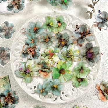 20pcs/pack Hot stamping flower stickers PET Materials Collage Junk Journal DIY Scrapbooking Supplies Aesthetics Decor Sticker (Online Order Only)