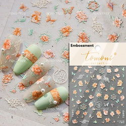 Antique Flowers Bird Swallow Fruit Narcissus Orchid Oranges Peaches Grape Cherry Strawberries Nail Art Stickers Manicure Decals (ONLINE ORDER ONLY)