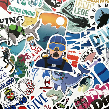Scuba Dive Stickers 10/50PCS Underwater Decals for Phone Laptop Bike Car Luggage (ONLINE ORDER ONLY)