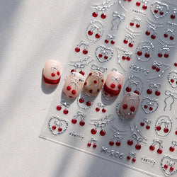 Lovely Red Seductive Strawberry Line Bowknot Love Heart Star Jelly Cherry Delicate Self Adhesive Nail Art Sticker Manicure Decal (ONLINE ORDER ONLY)