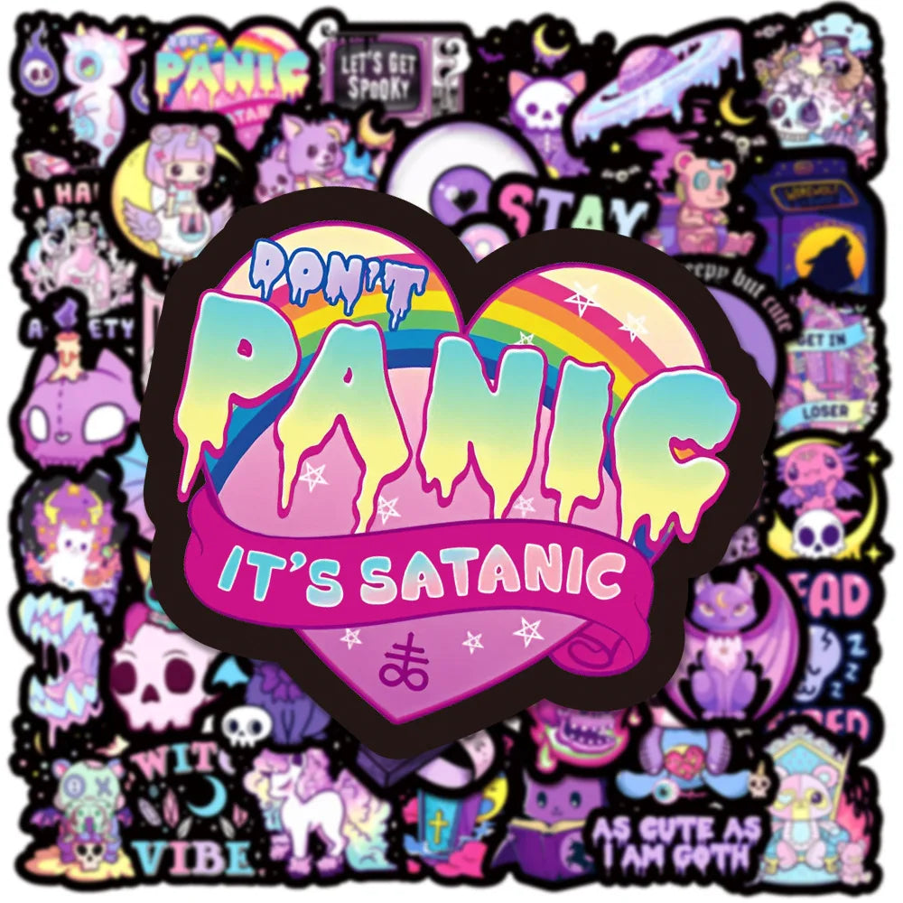10/30/50PCS Horror Gothic Skull Purple Stickers Cartoon Waterproof Graffiti DIY Laptop Phone Notebook Skateboard Decals Kids Toy (Online Order Only)