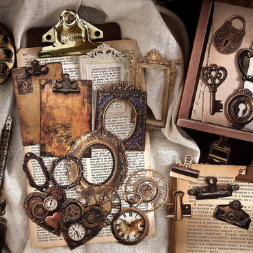 30 pcs/pack Vintage Mechanical clock Stickers Decorativ DIY Scrapbooking Materials Art Collage Stationery Aesthetics Stickers (ONLINE ORDER ONLY)
