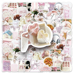 Cute Bow Pink Cartoon Stickers Pack - Laptop Phone Skateboard DIY Decals (ONLINE ORDER ONLY)