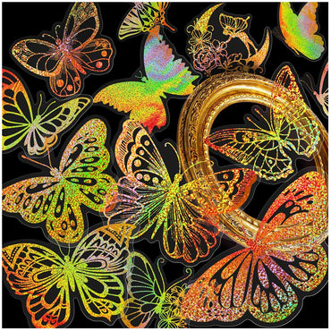 100pcs Cute Holographic Laser Butterfly Cartoon Stickers Animal Decals Laptop Notebook Phone Diary Decoration Sticker Kids Toys (ONLINE ORDER ONLY)