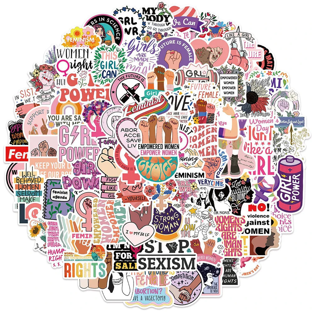 Women Feminist Inspirational Stickers Pack - Aesthetic DIY Decals for Notebook, Bike, Fridge, Phone (ONLINE ORDER ONLY)