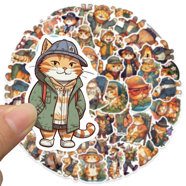 10/30/50PCS Cute Orange Cat Stickers Funny Cartoon Animals Decal Toys DIY Decoration Notebook Guitar Fridge Kids Sticker Gift (Online Order Only)