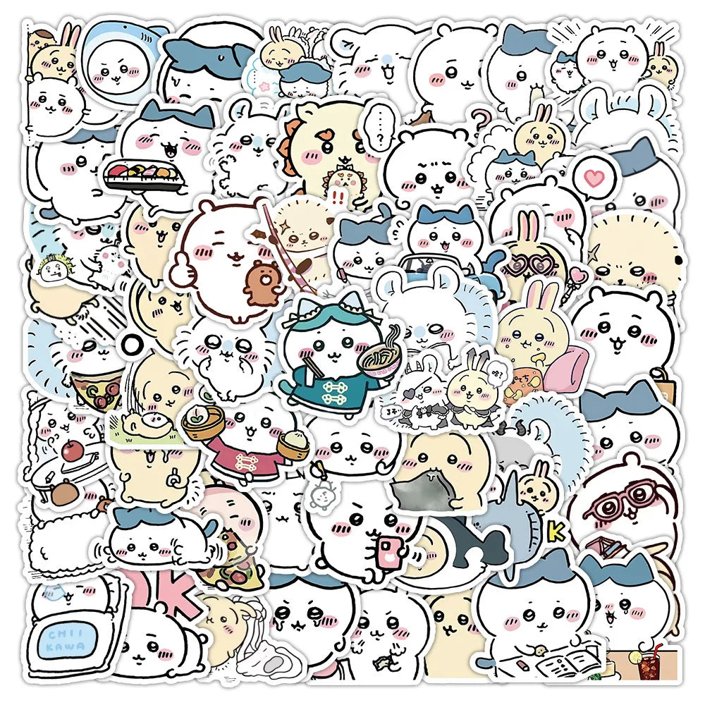 64PCS Cute Chiikawa Stickers Cartoon Laptop Phone Phone Case Luggage Fridge DIY Decal Graffiti Waterproof Sticker Kid Toy (Online Order Only)