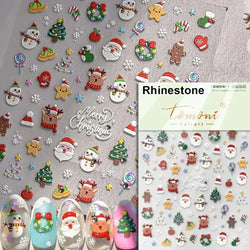 Dressy Embossment Colorful Gradient Snowflakes Laser Silver Christmas Tree Winter Bowknot Santa Nail Art Stickers Manicure Decal (Online Order Only)