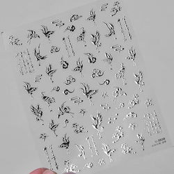 Red Plum Blossom Flower Chinese 3D Self Adhesive Nail Art Decoration Stickers Cheongsam Iris Lily Lotus Vase 5D Manicure Decals (ONLINE ORDER ONLY)