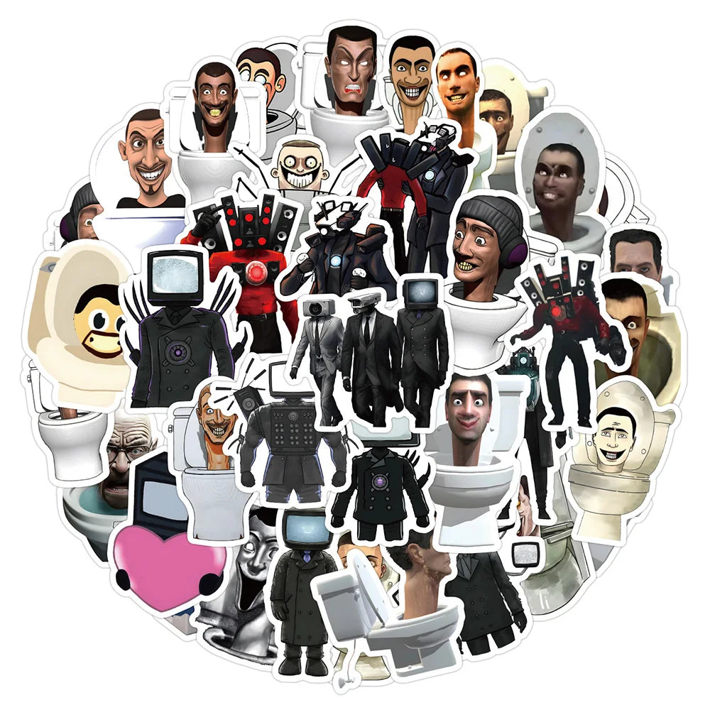 10/30/50PCS Cartoon Game Skibidi Toilet Stickers Kids Toys Graffiti For Phone Fridge  Skateboard Laptop Bike DIY Decoration Gift (ONLINE ORDER ONLY)