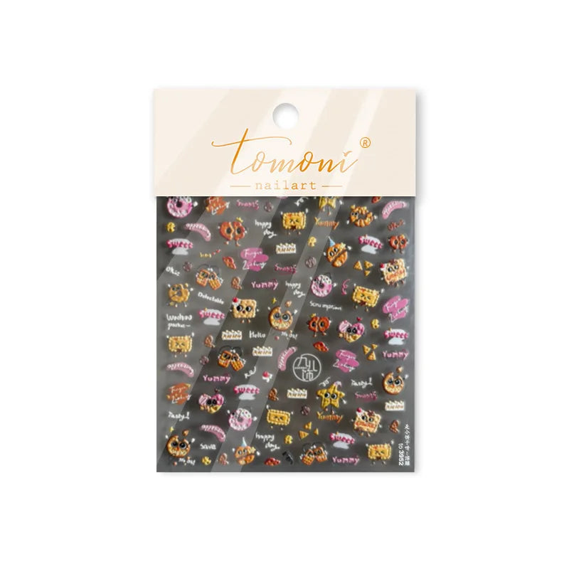 Cute Baking Cookies Bread Bread Cheese Pudding Chocolate Croissant Doughnut Adhesive Nail Art Decoration Sticker Manicure Decals (ONLINE ORDER ONLY)