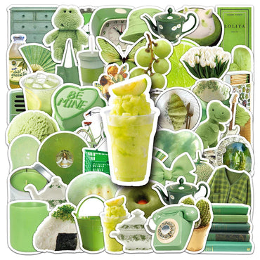 10/30/50PCS Ins Style Cartoon Green Stickers Decal Waterproof Skateboard Laptop Phone Motorcycle Guitar Car Sticker Toy Graffiti (Online Order Only)