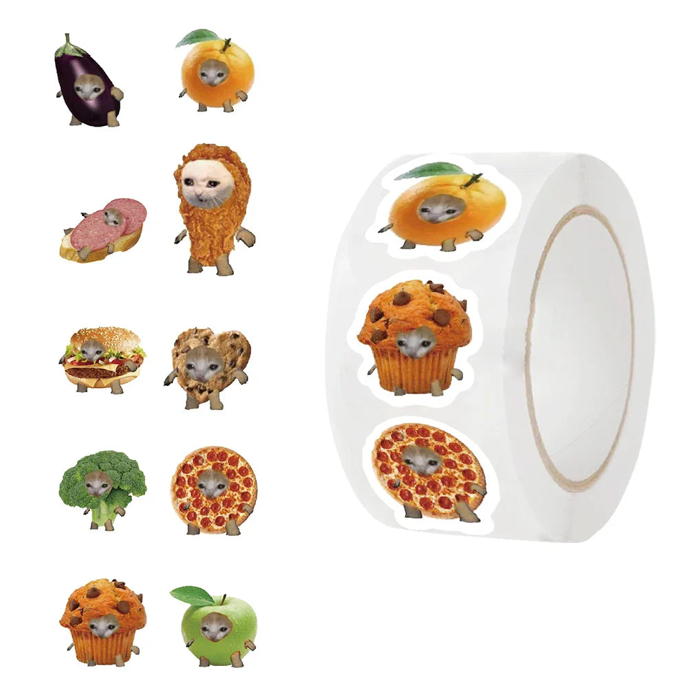 500pcs Cats And Food Reward Stickers Encouragement Sticker Roll For Kids Motivational Stickers With Cute Animals For Students (ONLINE ORDER ONLY)