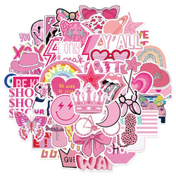 10/30/50PCS Cute Pink Thing PVC Sticky Sticker Aesthetic DIY Korean Stationery Decoration Scrapbooking School Supplies for Kids (Online Order Only)