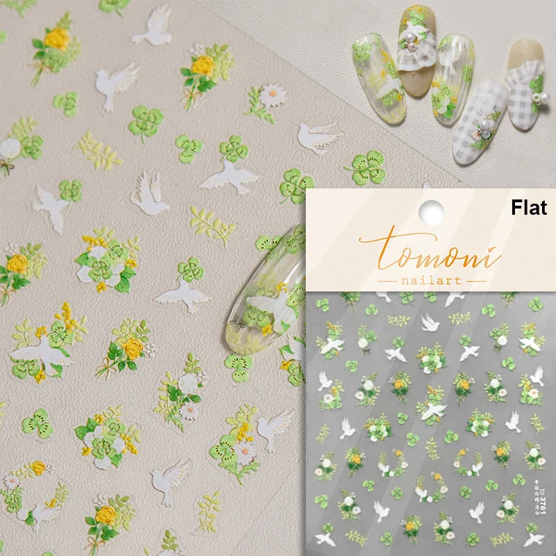 Swallow Bird Insect Animal Phoenix Peacock Dove 3D Self Adhesive Nail Art Stickers Chinese Ancient Poetry Manicure 5D DIY Decals (ONLINE ORDER ONLY)