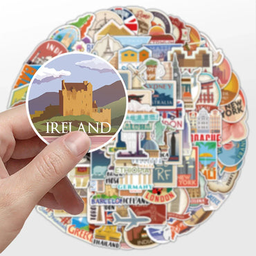10/30/50/100PCS World Famous Building Stickers Travel Landmark Waterproof Guitar Suitcase Laptop Phone Luggage Car Sticker Decal (ONLINE ORDER ONLY)