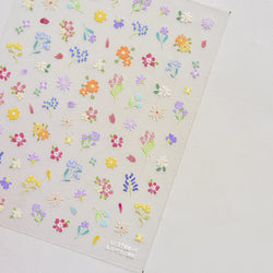 Wild Flower Oil Painting Small Variegated Daisy Peach Blossom Lavender Spring Petal Adhesive Nail Art Stickers Manicure Decals (Online Order Only)