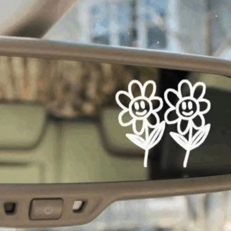 Flower Buds Car Sticker Plant Interior Decoration Rear View Mirror Fashion Stickers Creative Sport PVC Vinyl Decals (ONLINE ORDER ONLY)