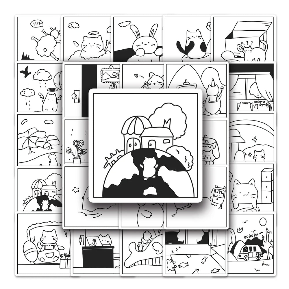 50Pcs Cartoon Waterproof Vinyl Stickers for Skateboard Snowboard (ONLINE ORDER ONLY)