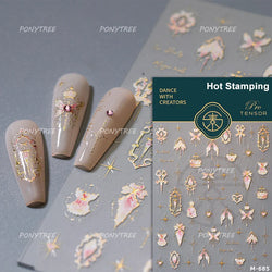 Charming Butterfly Candle Holder Candlestick Chic Rose Flower Romantic Self Adhesive Nail Art Stickers Rhinestone Manicure Decal (ONLINE ORDER ONLY)