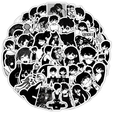 10/30/50pcs Black White Game Omori Graffiti Stickers Decals DIY Skateboard Laptop Motorcycle Luggage Car Bike Waterproof Sticker (ONLINE ORDER ONLY)