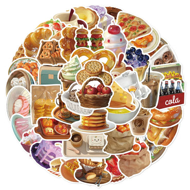 Bread Food Stickers Decals for Water Bottle, Luggage, Phone, Guitar, Bike, Car, Motorcycle, Scrapbook (10/30/50PCS) (Online Order Only)