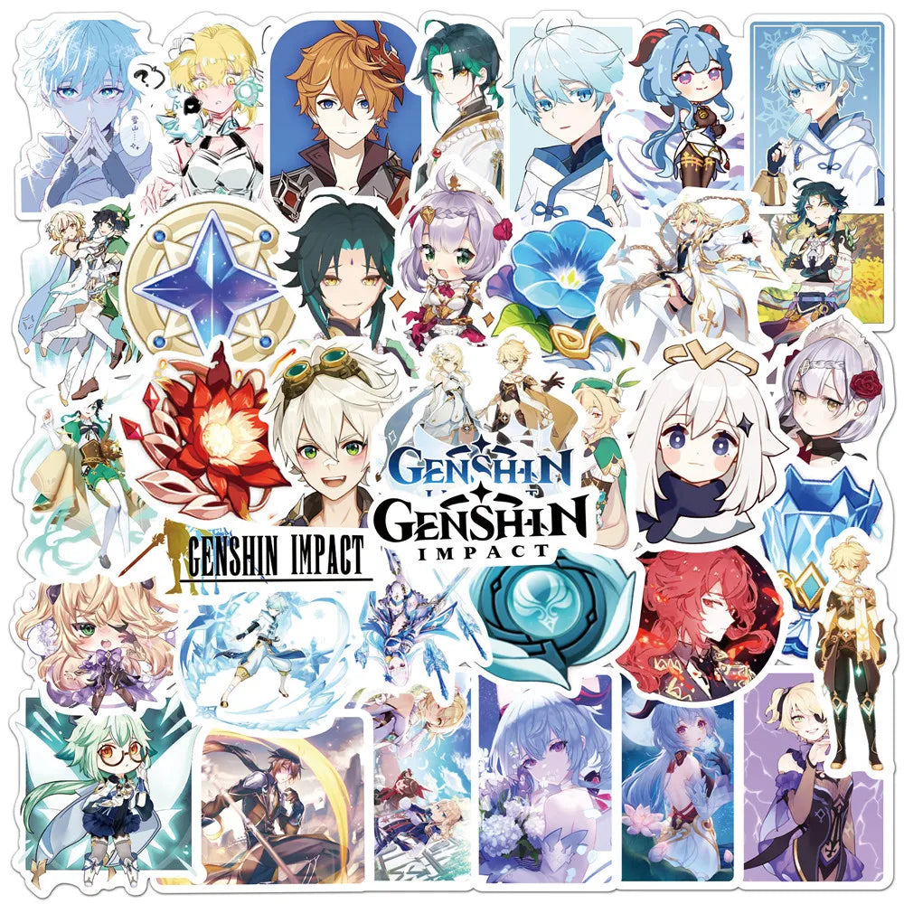 Genshin Impact Graffiti Stickers Pack - 50pcs for Helmets, Desktops, Walls, DIY Decoration Wholesale (ONLINE ORDER ONLY)