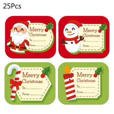 100pcs Merry Christmas Stickers Writable Name Tags Xmas Sticker Write On Labels Holiday Present DIY Gift Box Baking Card (Online Order Only)