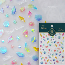 Ray Fish Shell  Conch Water Bubbles Octopus Starfish Mermaid Jellyfish Otter Dolphin Nail Art Decorations Sticker Manicure Decal (ONLINE ORDER ONLY)