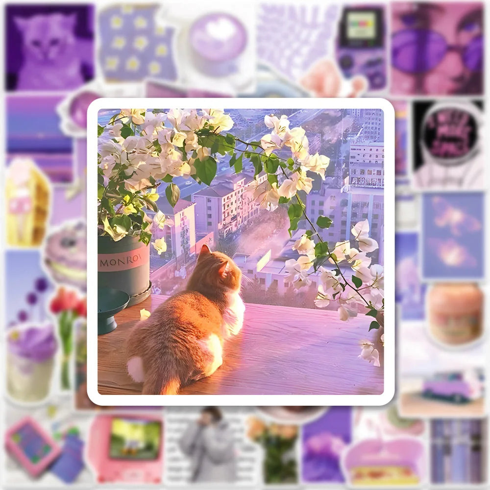 Cartoon Purple Stickers for Phone Laptop Luggage Skateboard - 10/30/50PCS (Online Order Only)
