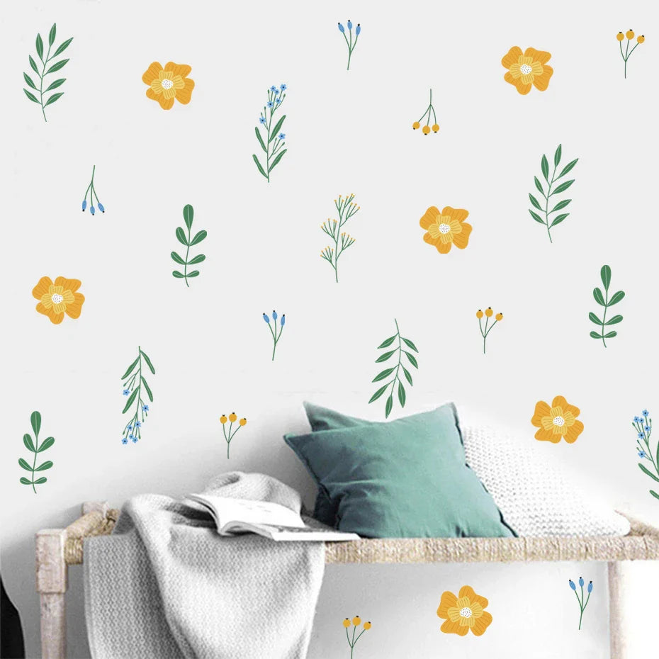 Floral Leaves Vinyl Wall Stickers Removable Decals Kids Bedroom Kitchen Home Decor (ONLINE ORDER ONLY)