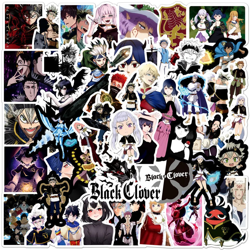 50pcs Black Clover Anime Stickers for Helmets, Walls, DIY Decoration Wholesale (Online Order Only)