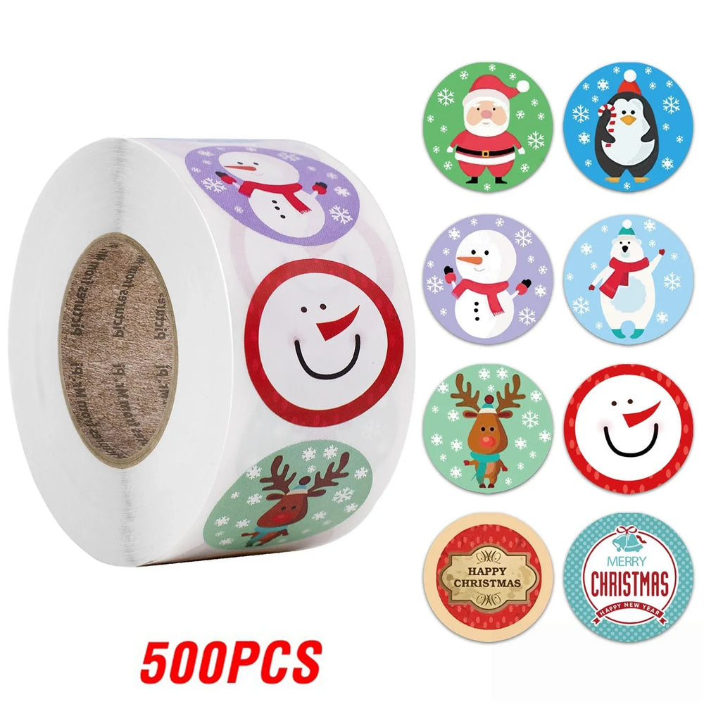 100-500pcs Christmas Theme Seal Labels Stickers For DIY Gift Baking Package Envelope Stationery Decoration 1inch (Online Order Only)